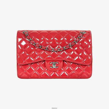 CHANEL クラシック フラップバッグ ジャンボ レッド 19番台 パテント AIAGO2N6 158855466 [P]