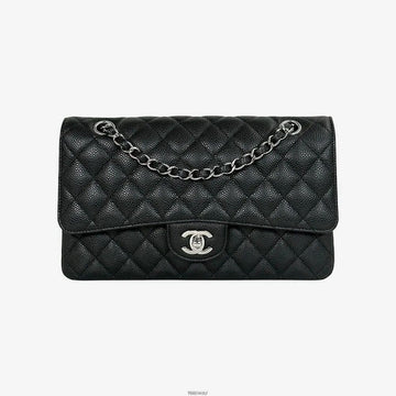 CHANEL Classic Medium Caviar Silver Black 26 RLCZBIVK 158855473 [P]