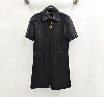 LOUIS VUITTON ピンストライプレザーアップジップワンピース 139102735 [P]