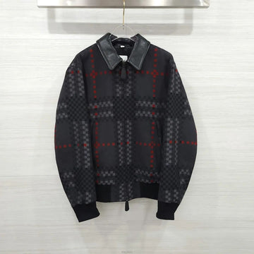 Burberry Pixel Check Wool Blend Leather Jacket 8063355 158875443 [P]