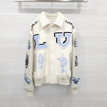 LOUIS VUITTON Mixed Leather Varsity Bomber Jacket 1AAHHE 158875460 [P]
