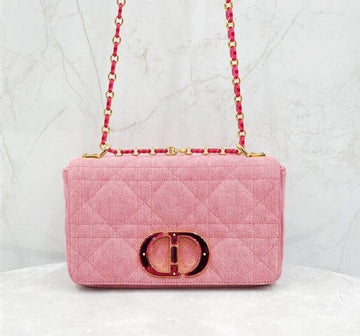 DIOR カロ ショルダーバッグ ミディアム デニム ブライト ピンク M9242WTJF 143129621 [P]