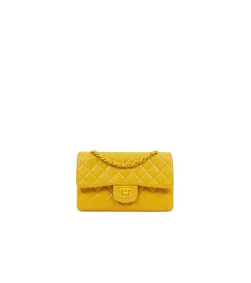 CHANEL Yellow Medium Lambskin Classic Bag Double Flap 65402 158884334 [P]