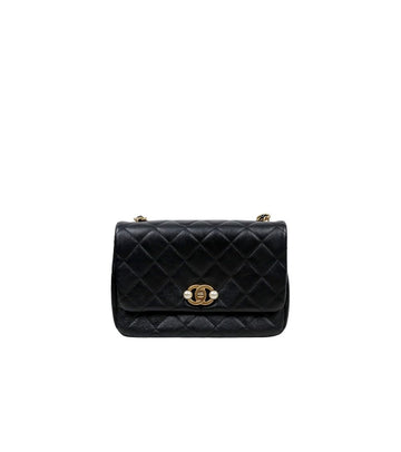 CHANEL Black Leather Pearl Chain Flap Shoulder Bag 65420 158884339 [P]