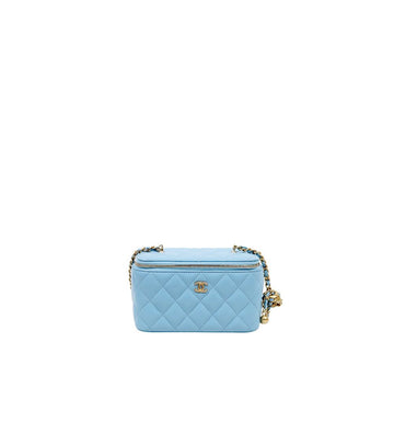 CHANEL スカイブルーラムスキンゴールデンボールバニティバッグ65349 158884434 [P]