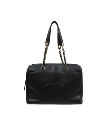 CHANEL Black Caviar Large CC Chain Shoulder Bag 64320 158884444 [P]