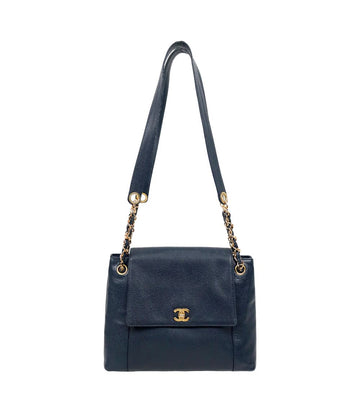 CHANEL Navy Caviar Flap Shoulder Bag 64291 158884493 [P]