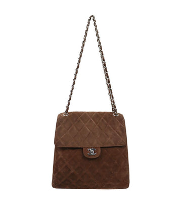 CHANEL Brown Suede Quilted Chain Shoulder Bag 62836 158884497 [P]