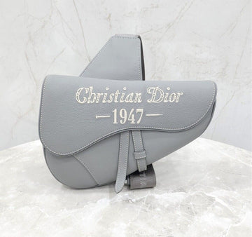 Dior New 1947 Stitch Gray Grain Saddle Bag 121527360 [P]