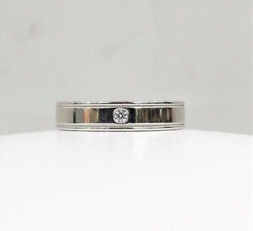 TIFFANY & CO Diamant 1P Together Double Milgrain Band Ring Platin 5,5 148511979 [P]