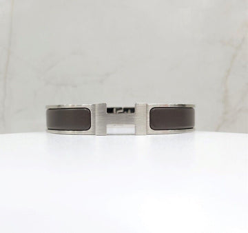 HERMES クリックアシュ グリスエタング マット シルバー バングル ブレスレット T5 150230259 [P]