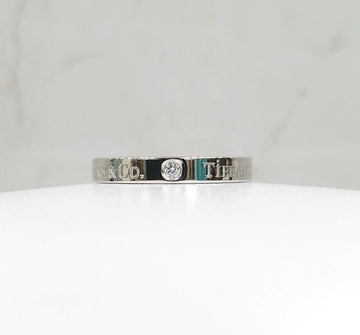 TIFFANY & CO Diamant 3P Platin Band Ring 6,5 Größe 3MM 149586890 [P]