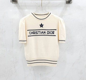 Dior Ecru Wool Cashmere Short Sleeve Knit 154S09AM305 153250955 [P]