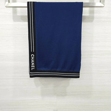 CHANEL Cashmere Schal mit Logo-Schriftzug Navy 157425277 [P]