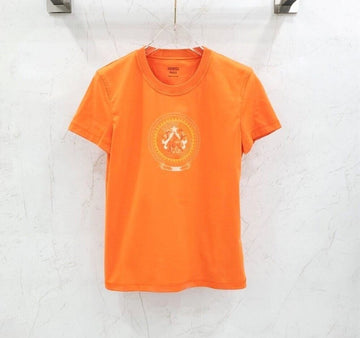 HERMES Bedrucktes Straight T-Shirt mit kurzen Ärmeln 142806590 [P]