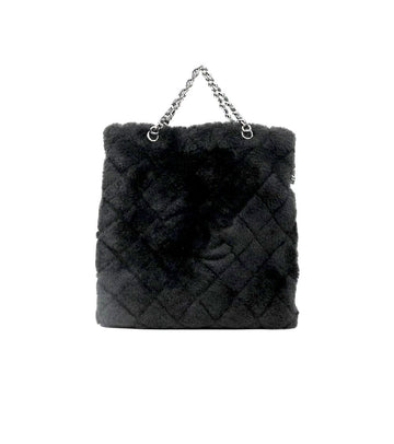 CHANEL Black Shearling Quilted Backpack 54677 158961795 [P]