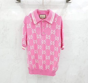 Gucci gg GG Logo All Over Collar Short Sleeve PK Knit 774077 147745668 [P]