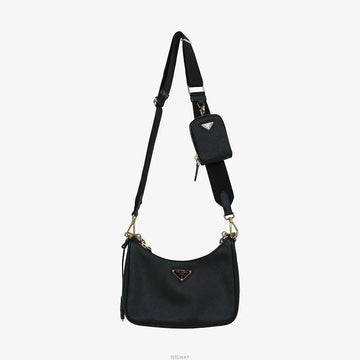PRADA サフィアーノレザーショルダーバッグ ブラック 2005 158963799 [P]