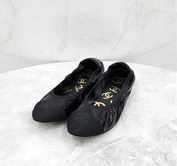 CHANEL CC Logo Black Enamel Flat Shoes G36166 149308582 [P]