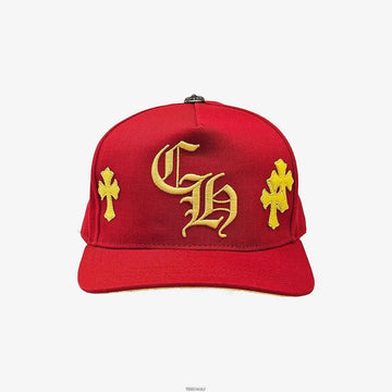 Chrome Hearts Unused Trucker Hat with Yellow Cross Patch Red ZKB2ZLMI 158983002 [P]