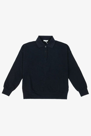 The Row Corza Cotton Long Sleeve Polo Dark Navy 25SS 5748K290 139105019 [P]