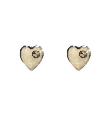 GUCCI アイボリーハートインターロッキングGシルバーイヤリング 65344 158993392 [P]