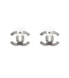 CHANEL Glitter CC Silver Earrings 65010 158993397 [P]