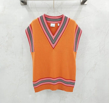 BURBERRY Baumwollstrick-Hemdweste mit orangefarbenem Logo 155740677 [P]