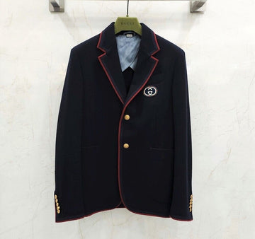 GUCCI gg GG Logo bestickte Navy Blazerjacke 590578 122556079 [P]