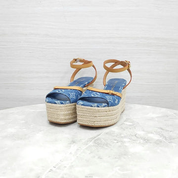 LOUIS VUITTON Helios Wedge Sandalen Denim Blau 1AD4FS 157392113 [P]