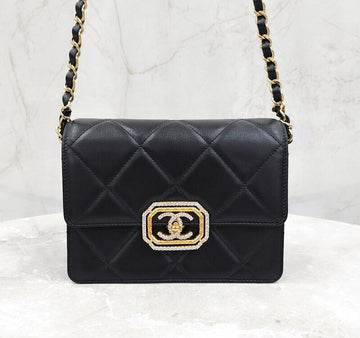 CHANEL New Mini Flap Bag Calfskin Strass Gold Metal Interior Chip 139482936 [P]