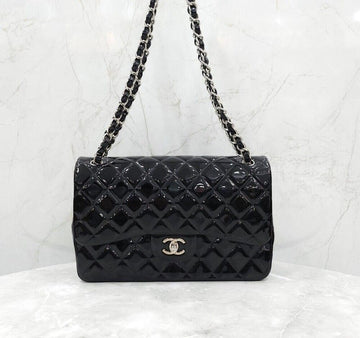 CHANEL Classic Black Pendant Chain Flap Bag Large Silver 20 Series A58600 154504291 [P]