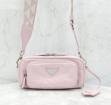 Prada Pink Antique Leather Multi Pocket Shoulder Bag 1BH198 149807070 [P]