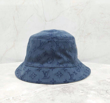 LOUIS VUITTON LVモノグラムリバーシブルデニムバケットハットLブルーベージュ 149311946 [P]