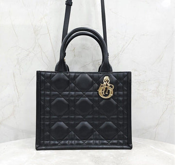 Dior Book Tote Leather Small Bag Black Macro Cannage M1325OWHP 150536126 [P]