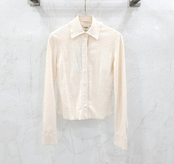 Fendi Calligraphy Collar Knit Shirt Cardigan FZC917 153194396 [P]