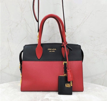 Prada Saffiano Black Red Two-Tone Tote Shoulder Bag 1BA045 149807097 [P]