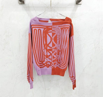 HERMES グランド GRAND TRALALA ロングスリーブ シルクセーター 141632779 [P]