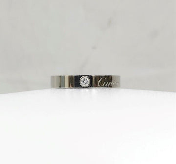 Cartier Diamond 1P C Ring Platinum Wedding Ring Size 47 4MM 149807166 [P]