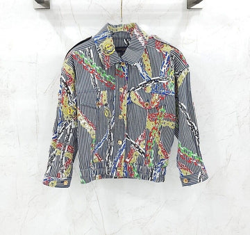 Louis Vuitton Striped Chain Printed Denim Jacket 1A92T2 152654041 [P]