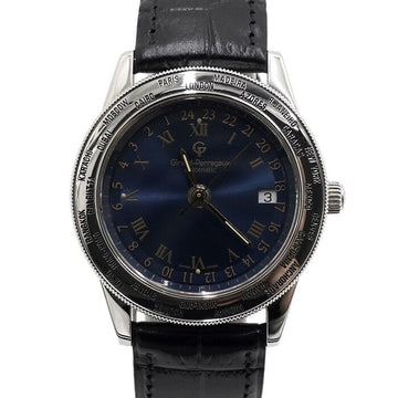 GIRARD PERREGAUX 1010 GP90 Weltzeit blau Zifferblatt 38MM Automatik Edelstahl Lederband Herrenuhr 159019685 [P]