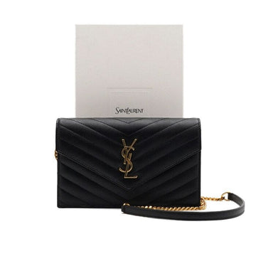 SAINT LAURENT Monogram Engel CASSANDRE WOC Schultertasche mit Kette in Schwarz 857605 159019762 [P]