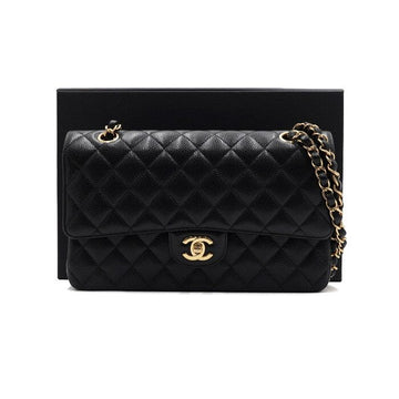 CHANEL ブラックキャビアクラシックミディアムゴールドチェーンショルダーバッグ A01112 159019775 [P]