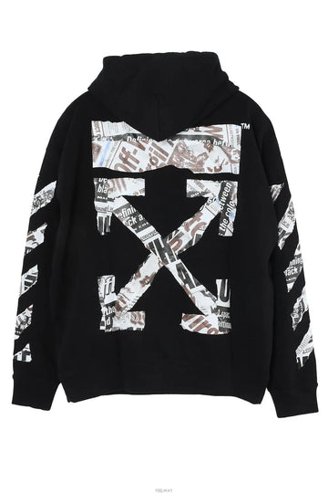 OFF WHITE NEWSPAPER ARROW スケートフーディ ブラック OMBB085F25FLE00E1001 151641909 [P]