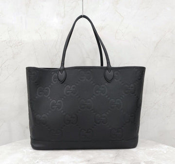 Gucci New Jumbo Large Leather Shopper Bag Black 726755 151915451 [P]
