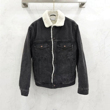 Balenciaga Fleece Denim Logo Black Jacket 159065428 [P]