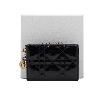 DIOR Card Wallet in schwarzem Lackleder mit Cannage-Muster 12345 159067734 [P]