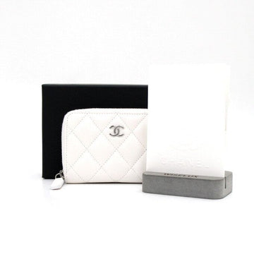 CHANEL Classic Silver CC Zip Cardholder AP0216 White Caviar 159067861 [P]