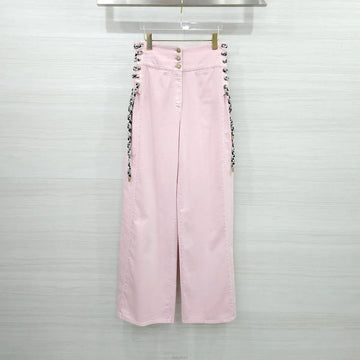 CHANEL Tweed String Wide Pants Pink P60219 157573100 [P]