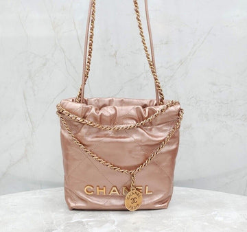 CHANEL New 22 Bag Mini Chain Bag Pink Gold Internal Chip AS3980 149907420 [P]